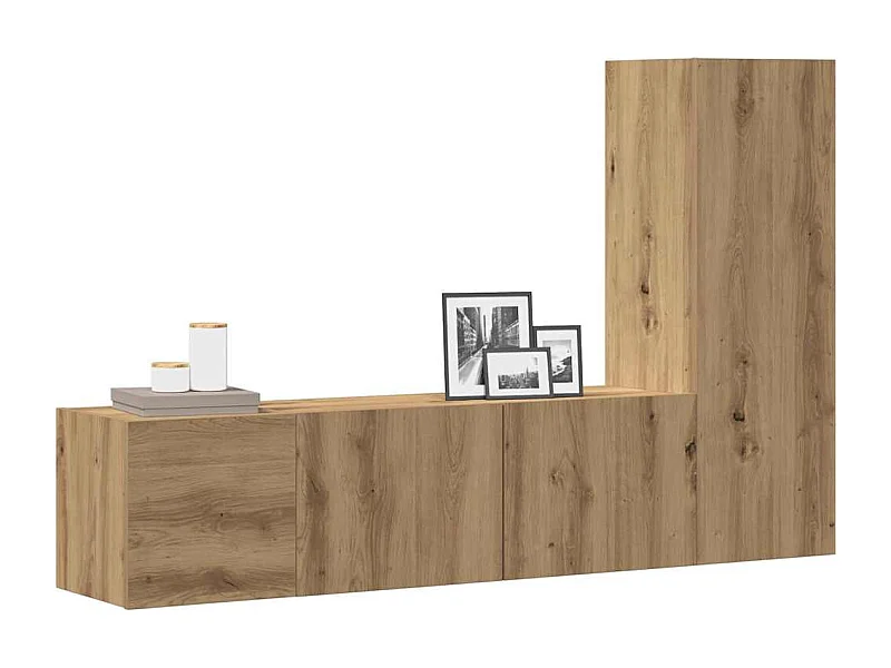 Meubles TV muraux 3 pièces chêne artisanal bois d'ingénierie