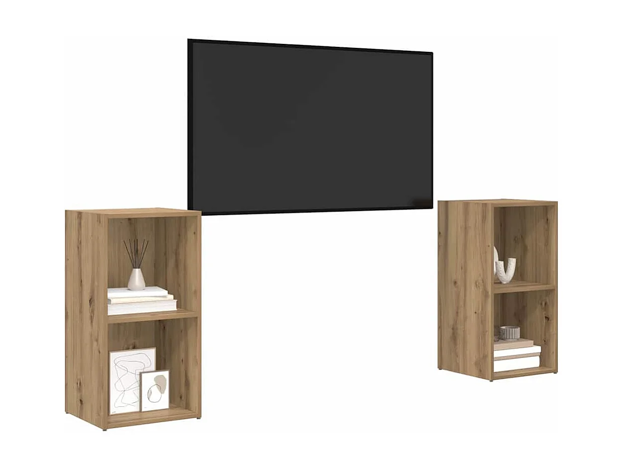 Ensemble meuble TV 2 pièces chêne artisanal 72 x 35 x 36.5 cm