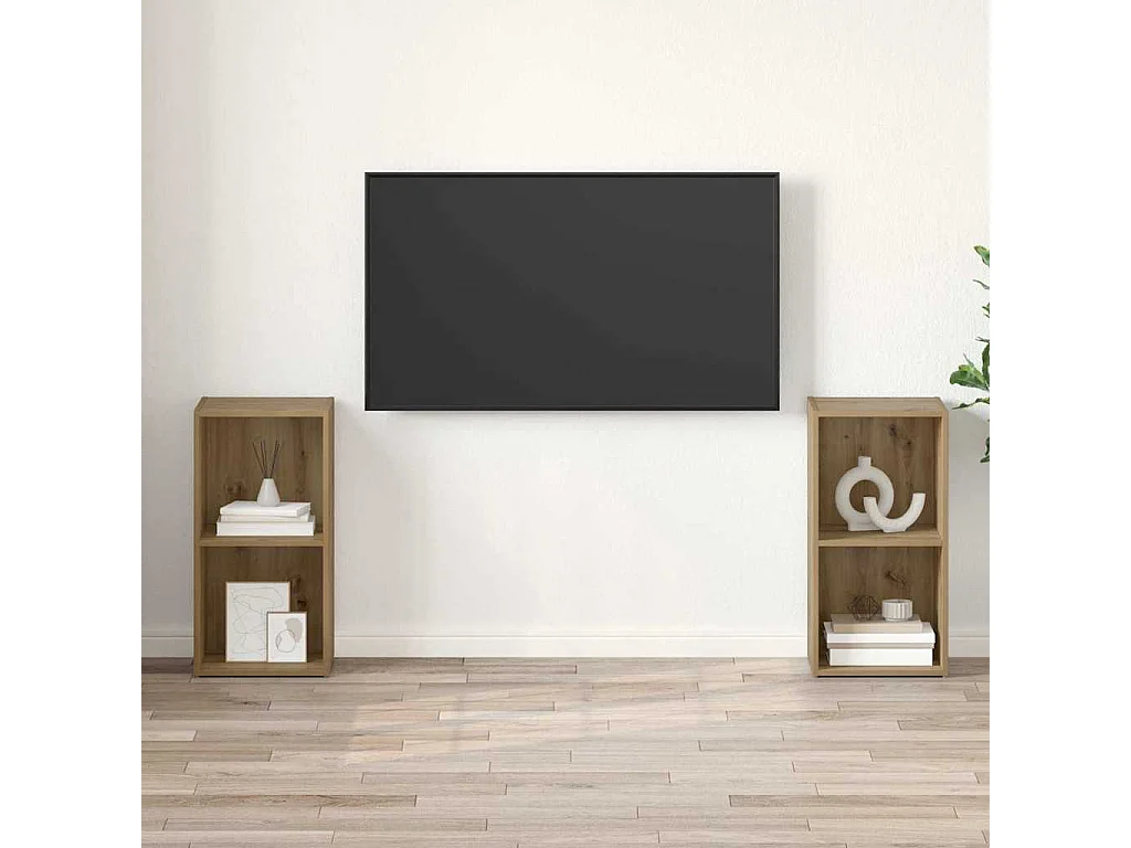 Ensemble meuble TV 2 pièces chêne artisanal 72 x 35 x 36.5 cm