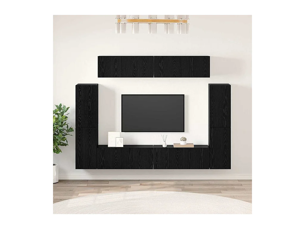 Ensemble meuble TV 8 pièces Chêne noir 80 x 30 x 30.5 cm