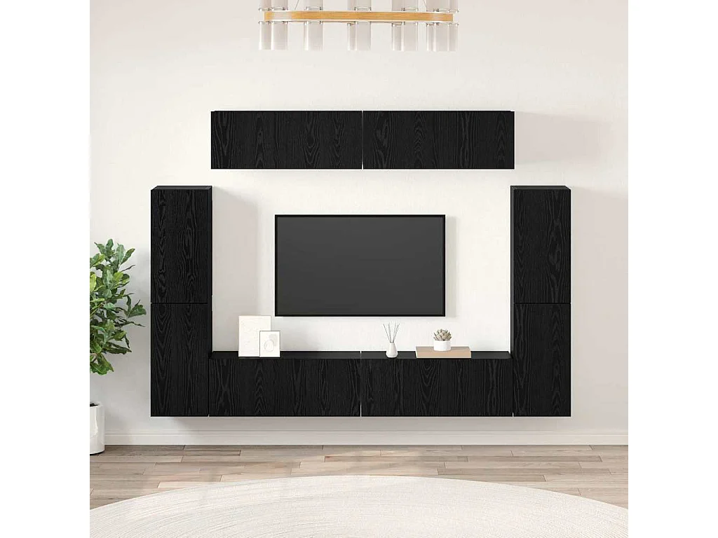 Ensemble meuble TV 8 pièces Chêne noir 80 x 30 x 30.5 cm