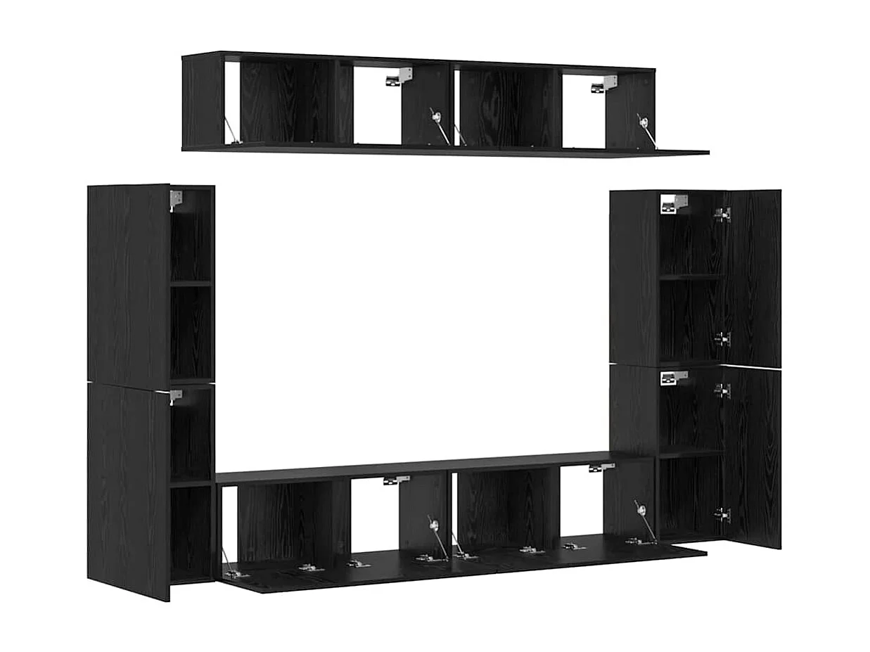 Ensemble meuble TV 8 pièces Chêne noir 80 x 30 x 30.5 cm