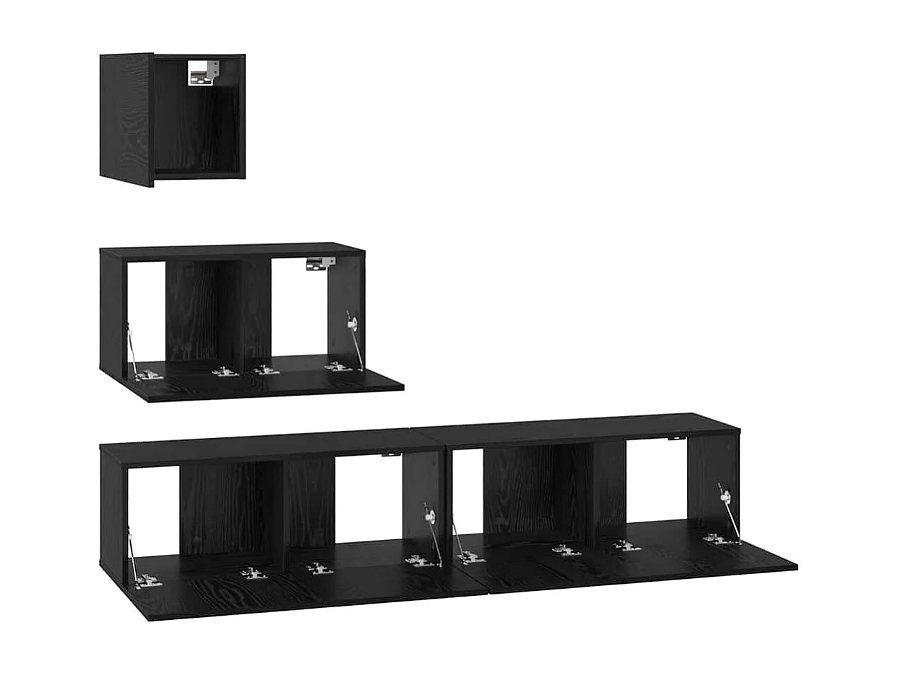 Meuble TV mural 4 pièces Chêne noir 80 x 30 x 30.5 cm