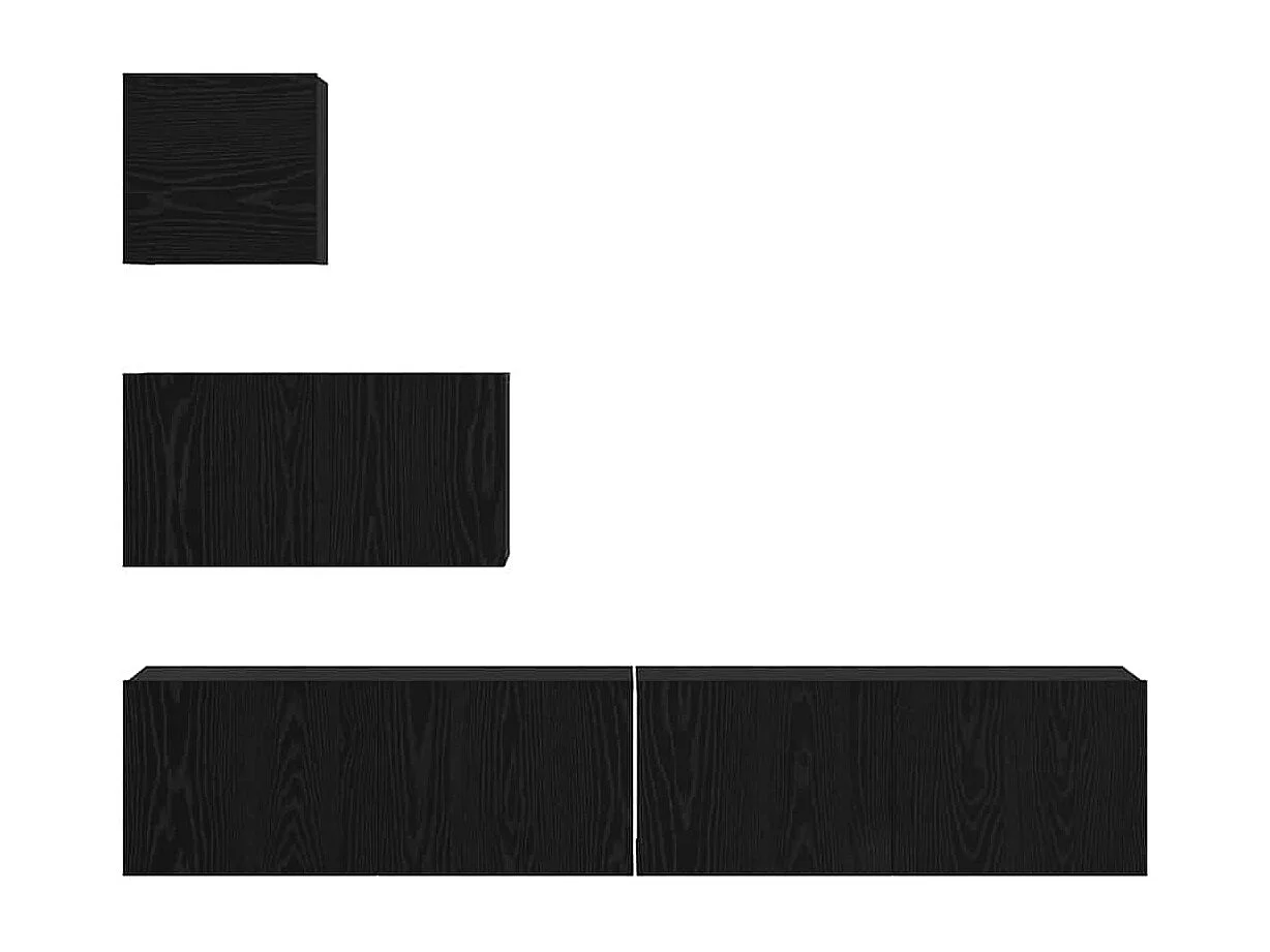 Meuble TV mural 4 pièces Chêne noir 80 x 30 x 30.5 cm