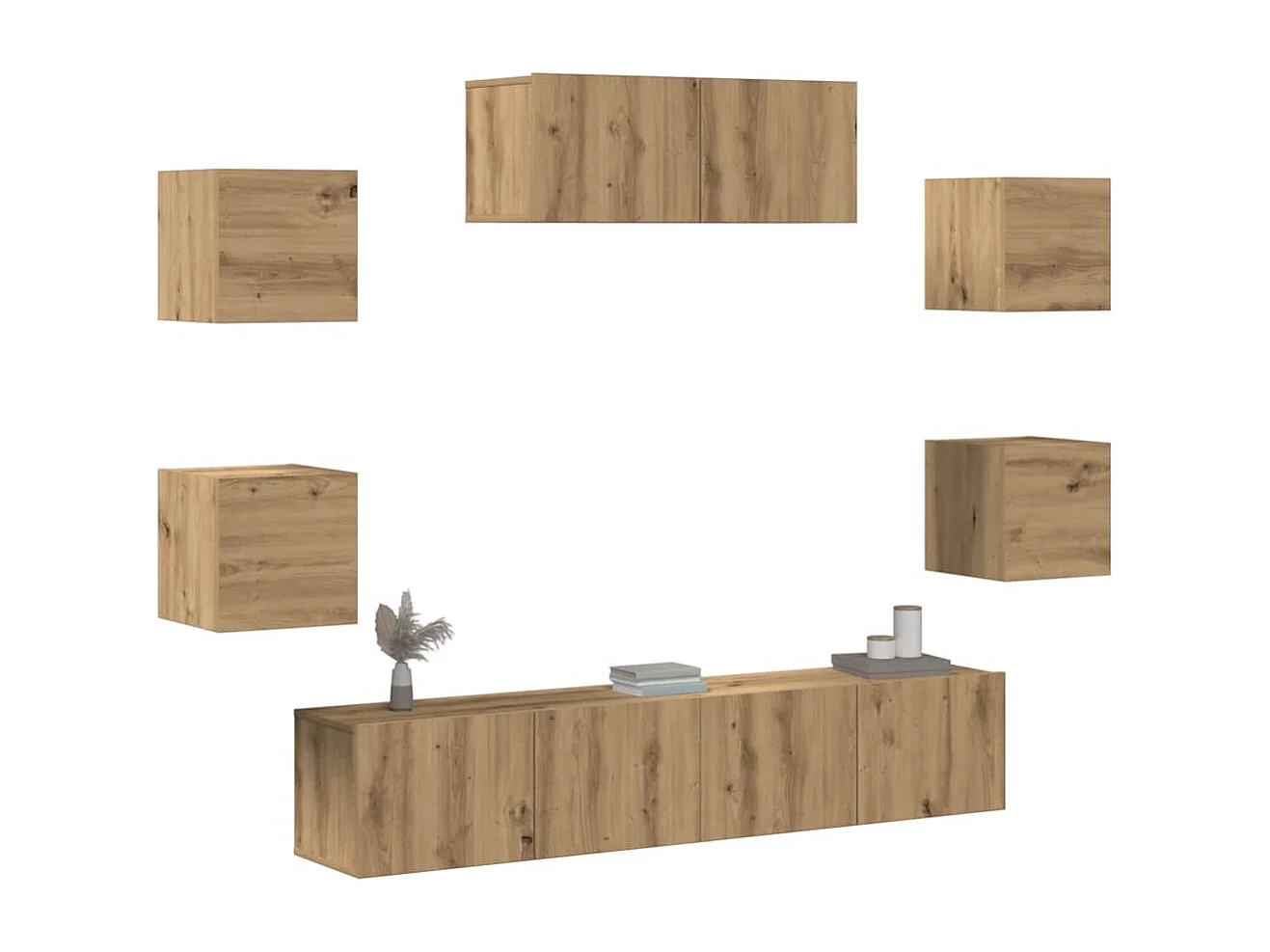 Mueble para TV de pared 7 piezas roble artesanal