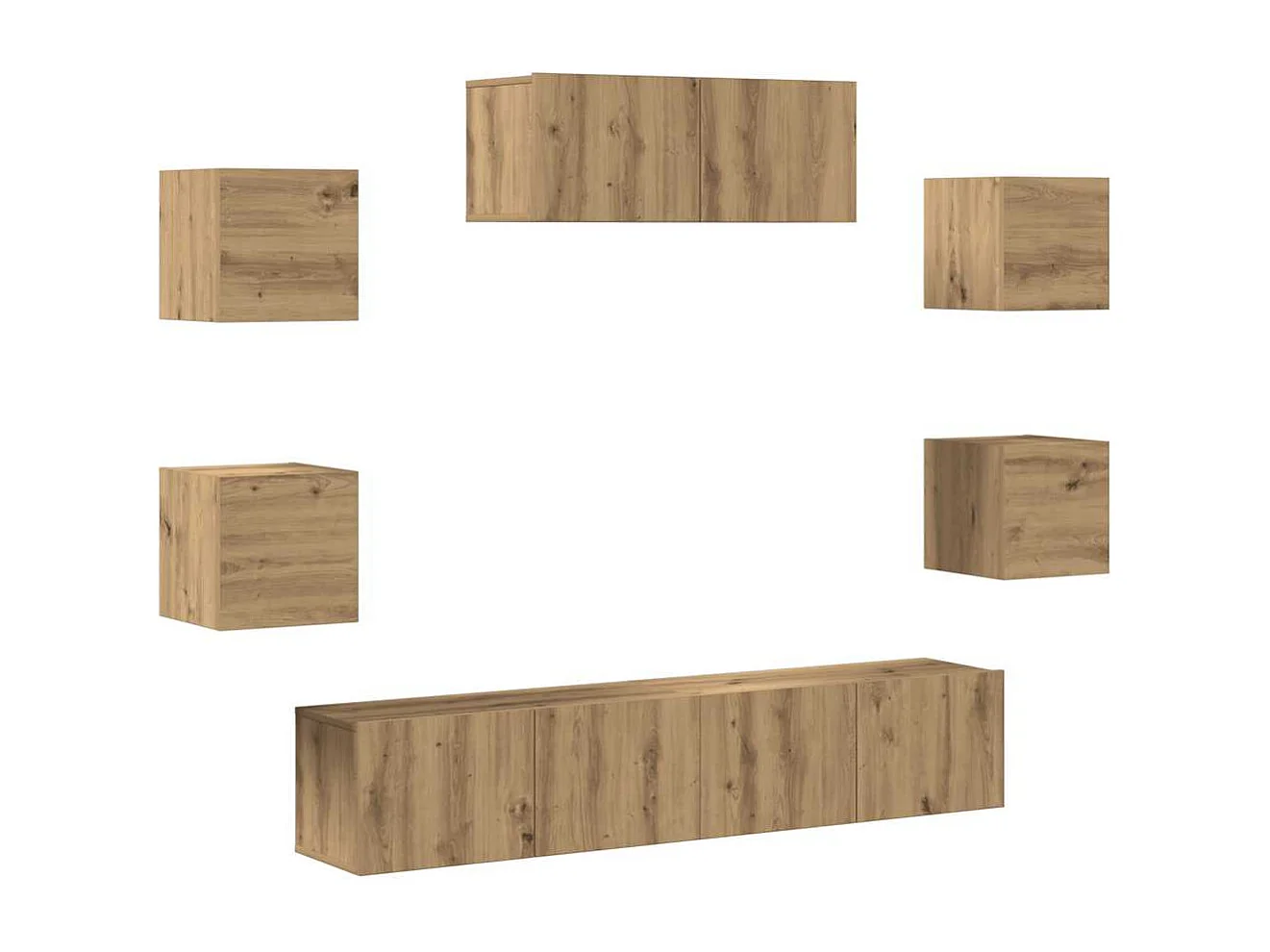 Mueble para TV de pared 7 piezas roble artesanal