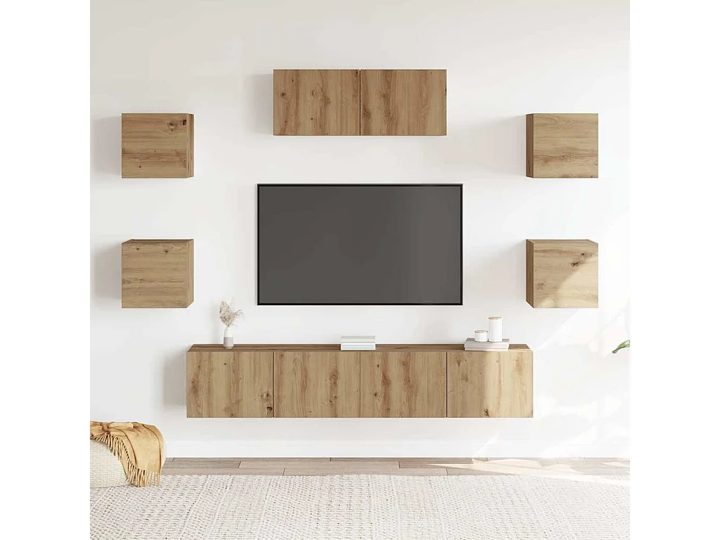 Mueble para TV de pared 7 piezas roble artesanal