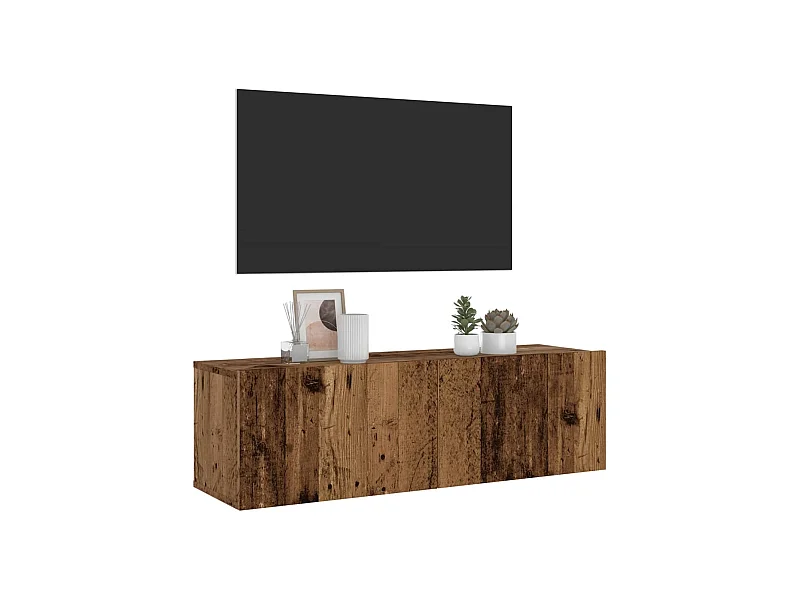 Mueble de TV de pared madera ingeniería envejecida 100x30x30 cm