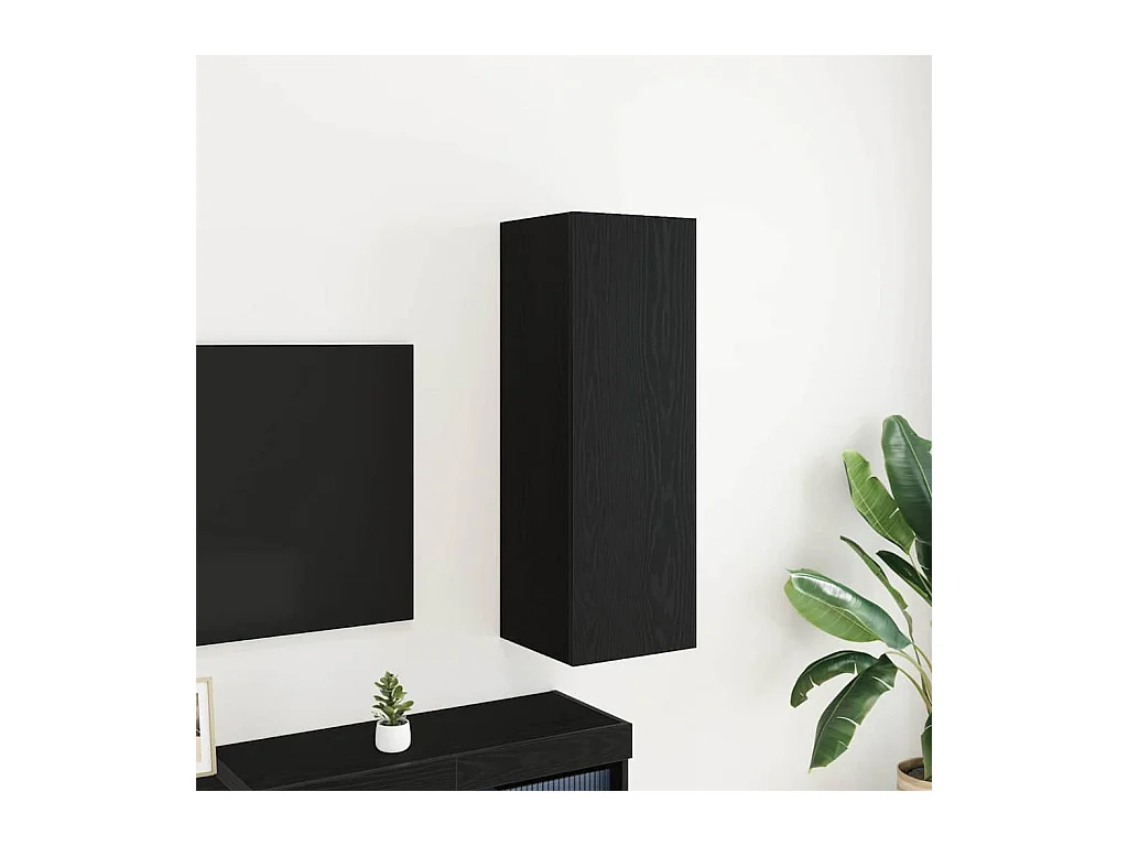 Meuble TV mural Chêne noir 30,5 x 30 x 90 cm Bois d'ingénierie