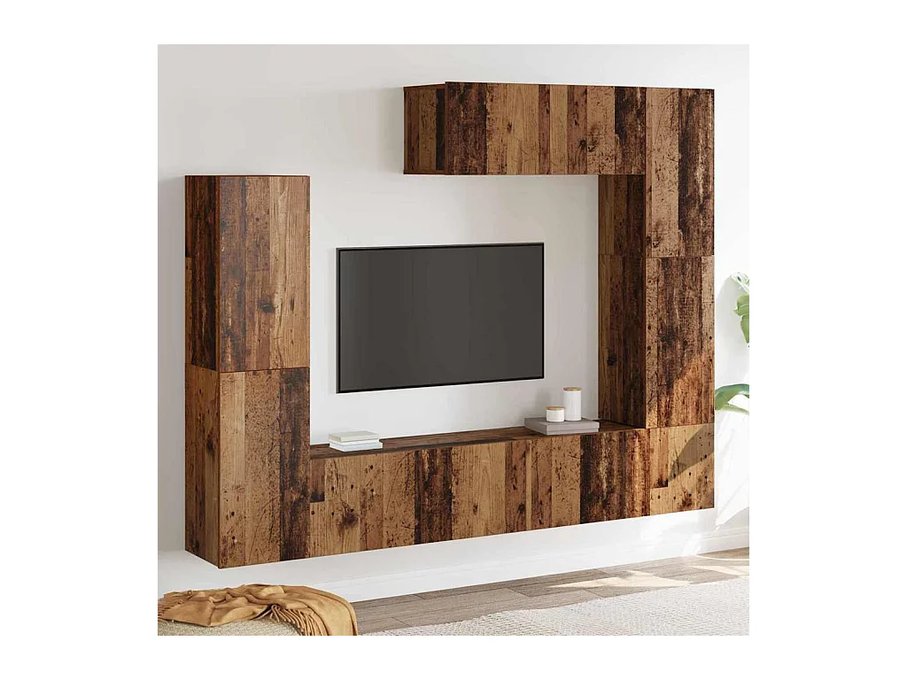 Conjunto de móvel de TV 7 peças Madeira antiga 80 x 30 x 30 cm