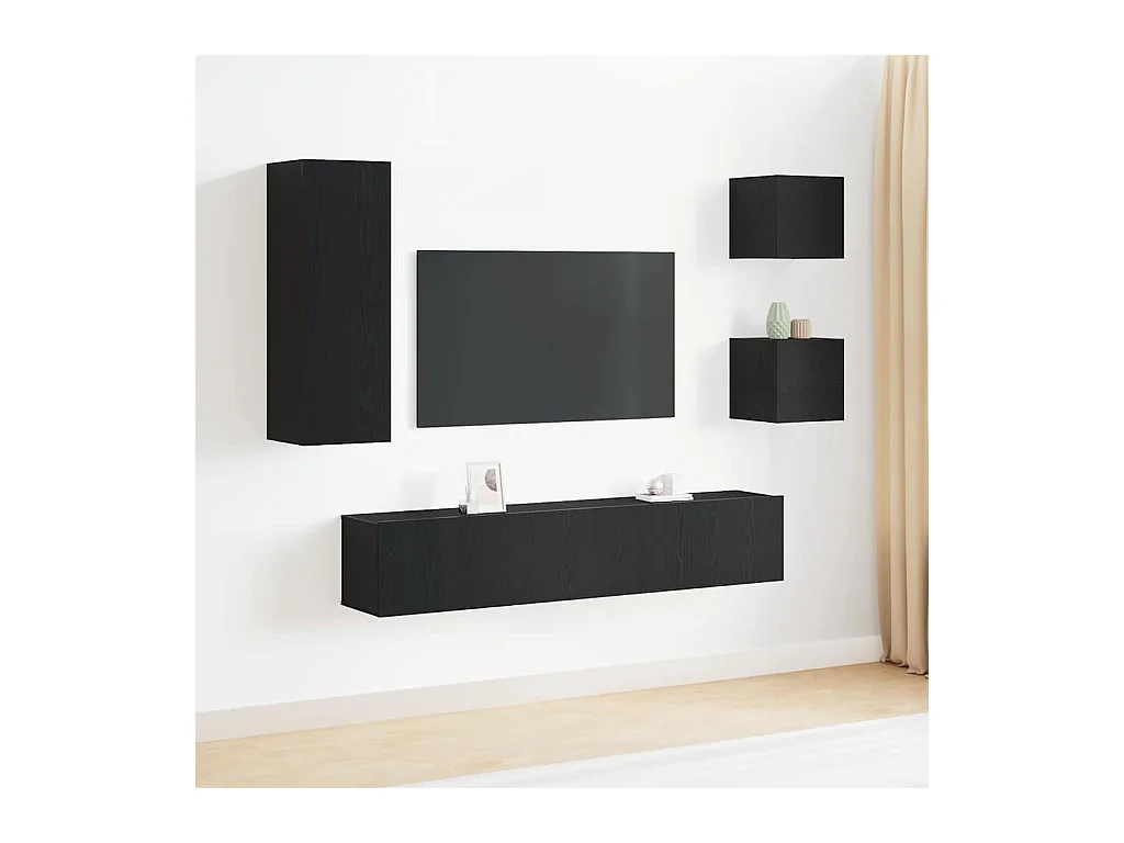 Ensemble de meubles TV 5 pièces Chêne noir 160 x 30 x 30.5 cm