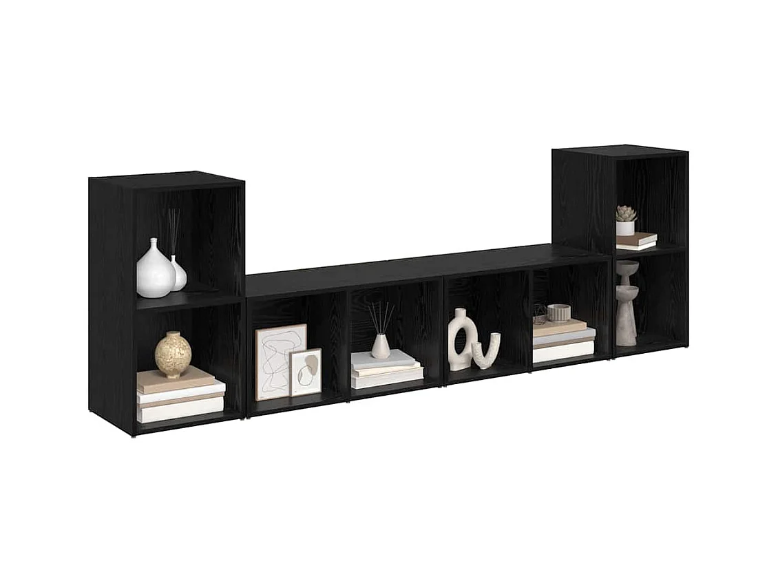 Ensemble meuble TV 4 pièces Chêne noir 37 x 35 x 72 cm