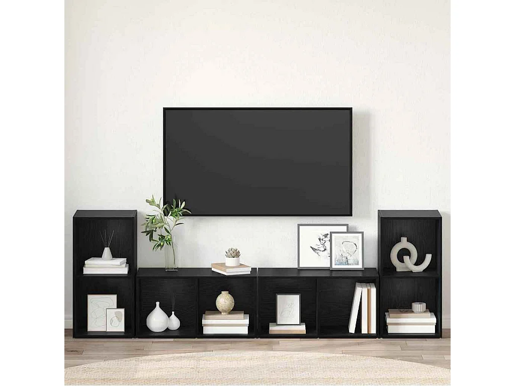 Ensemble meuble TV 4 pièces Chêne noir 37 x 35 x 72 cm