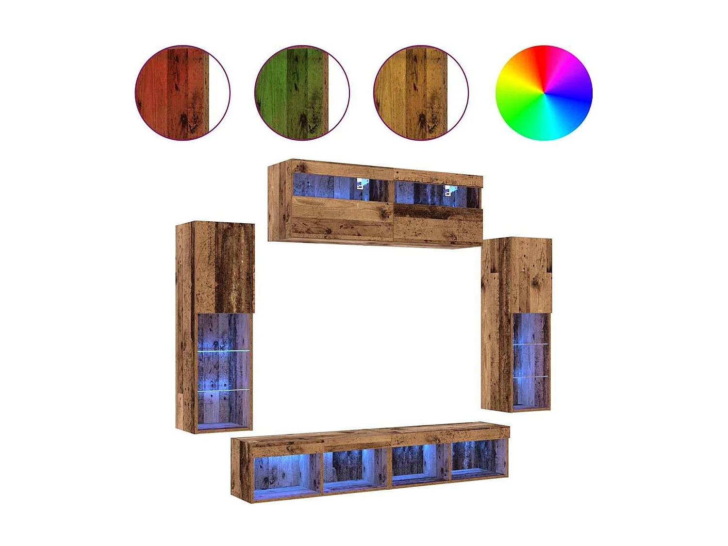 Tv Wandkast Set 6 pcs Oud hout 30.5 x 30 x 102 cm Bewerkt hout