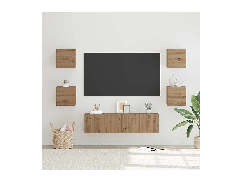 Ensemble meuble TV 6 pièces chêne artisanal 60 x 30 x 30 cm