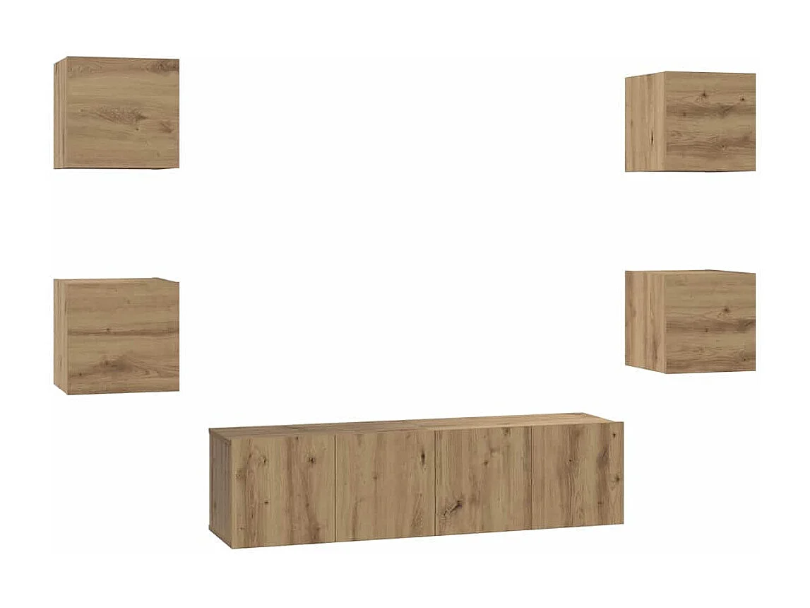 Ensemble meuble TV 6 pièces chêne artisanal 60 x 30 x 30 cm