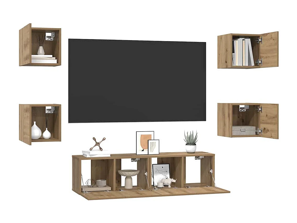 Ensemble meuble TV 6 pièces chêne artisanal 60 x 30 x 30 cm