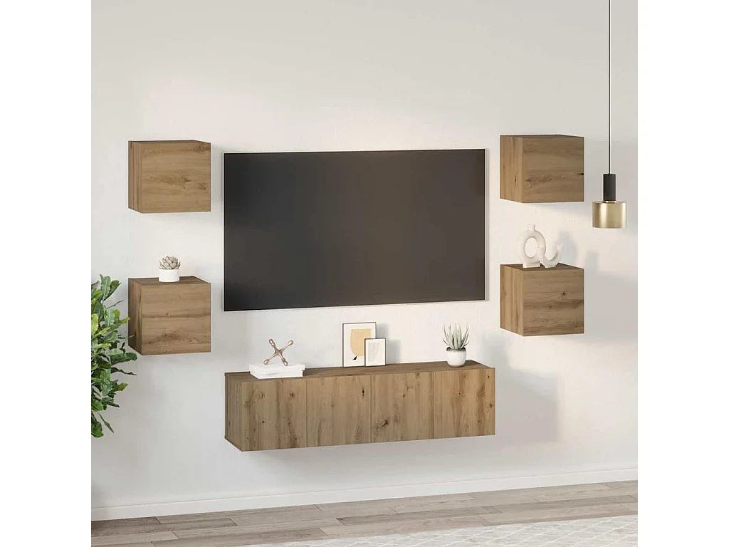 Ensemble meuble TV 6 pièces chêne artisanal 60 x 30 x 30 cm