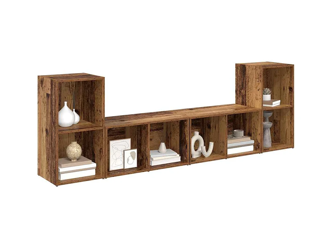 Ensemble meuble TV 4 pièces Bois ancien 37 x 35 x 72 cm