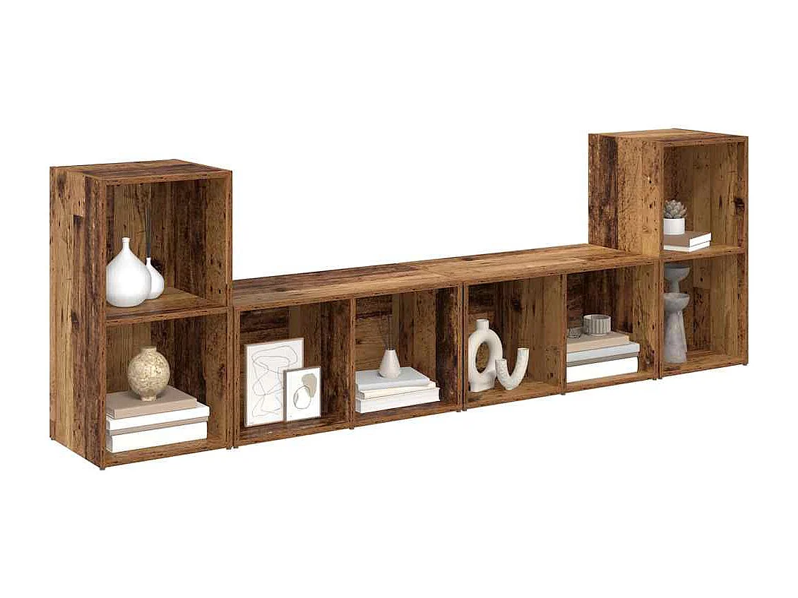 Ensemble meuble TV 4 pièces Bois ancien 37 x 35 x 72 cm