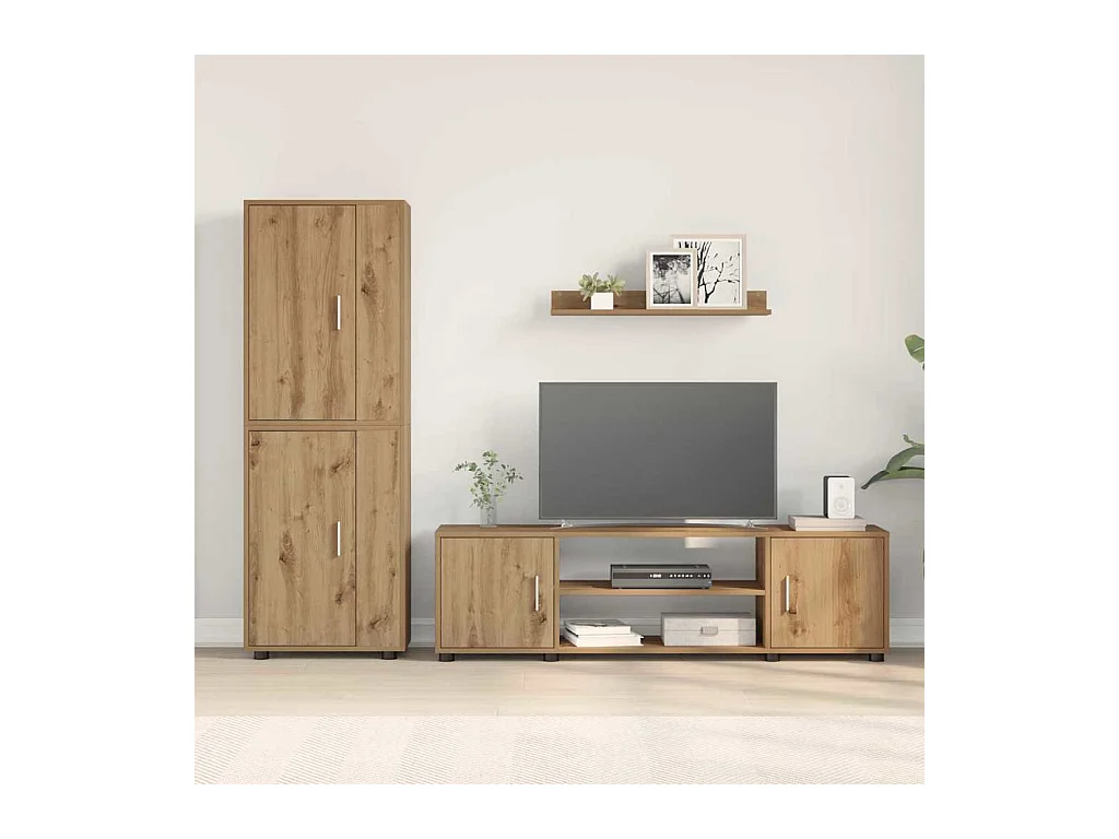 Ensemble de meuble TV 4 pièces 4 pièces chêne artisanal