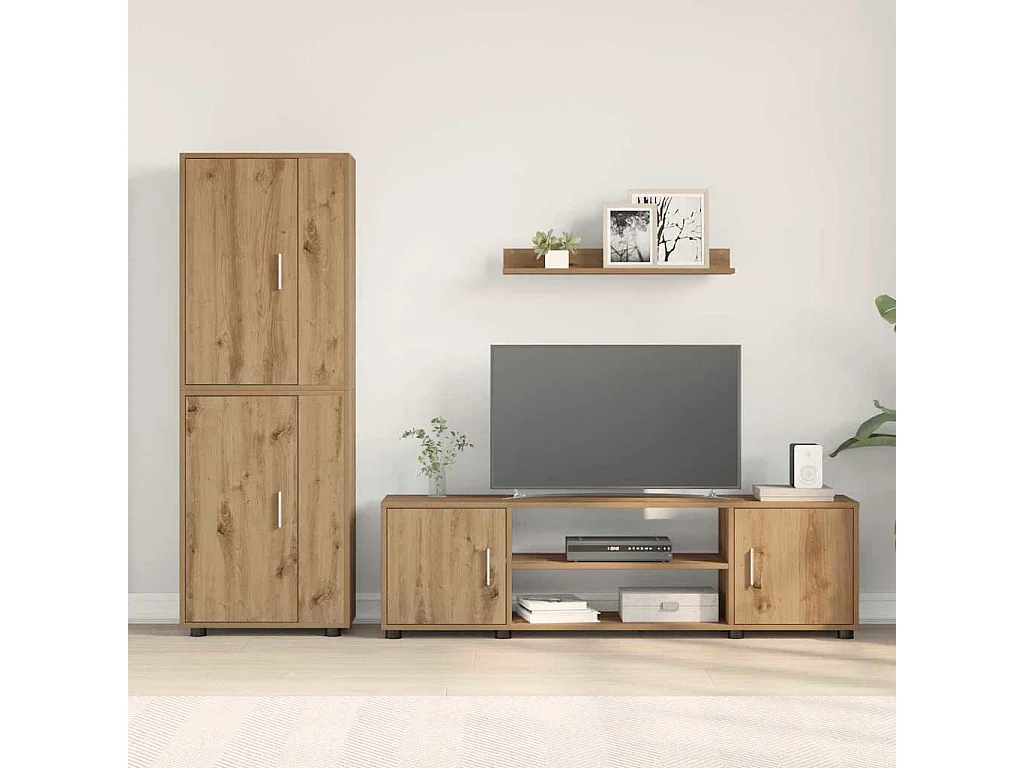 Ensemble de meuble TV 4 pièces 4 pièces chêne artisanal