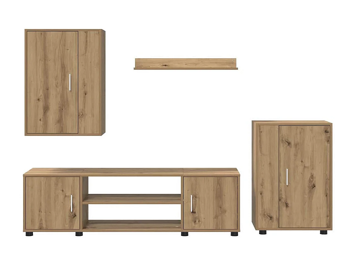 Ensemble de meuble TV 4 pièces 4 pièces chêne artisanal