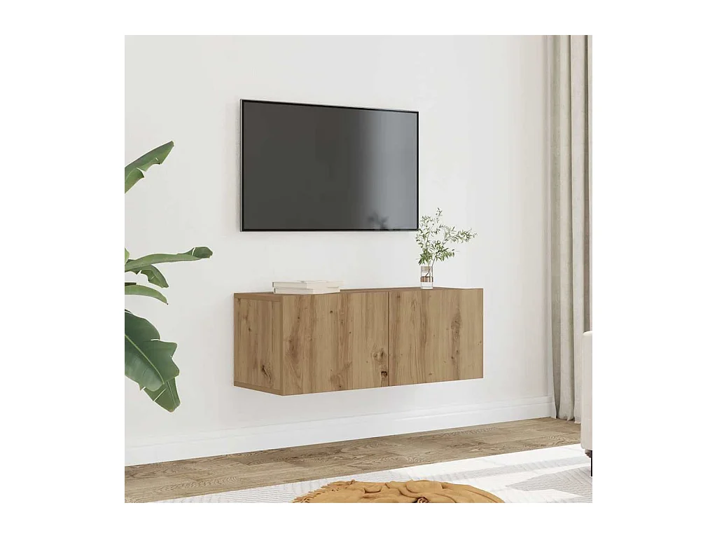 Meubles TV muraux 2 pièces chêne artisanal 80x30x30 cm