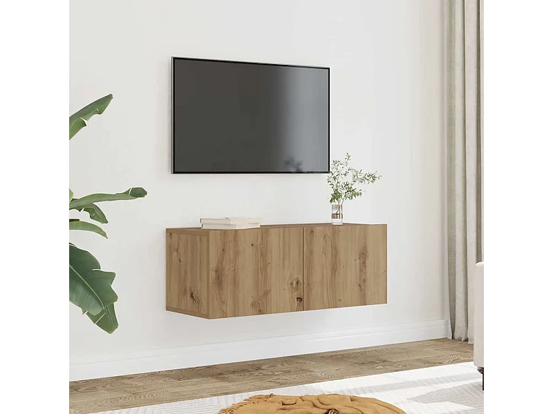 Tv-meubels 2 st wandgemonteerd 80x30x30cm artisanaal eikenkleur