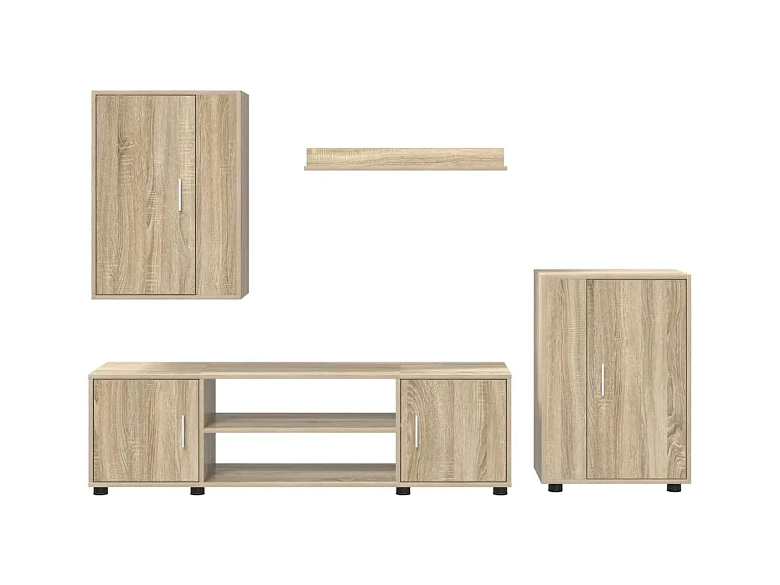 Ensemble de meuble TV 4 pièces Montage mural 4 pièces Chêne sonoma