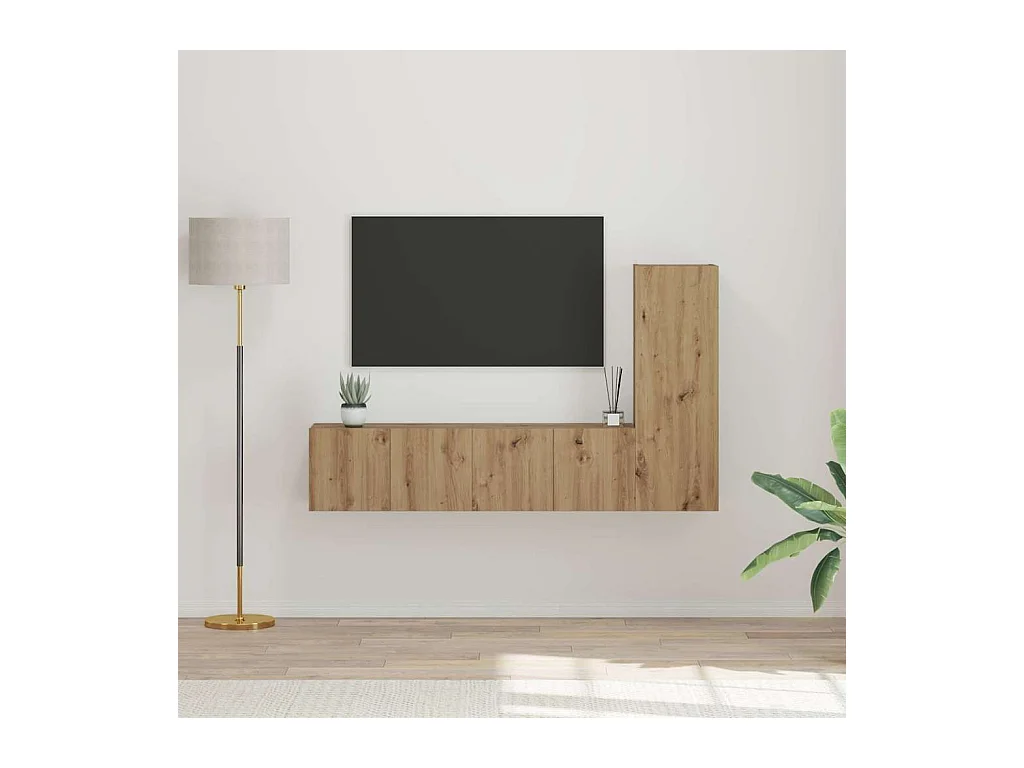 Ensemble meuble TV 3 pièces chêne artisanal 60 x 30 x 30 cm