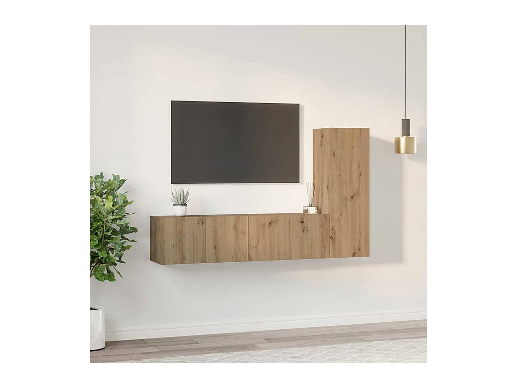 Ensemble meuble TV 3 pièces chêne artisanal 60 x 30 x 30 cm