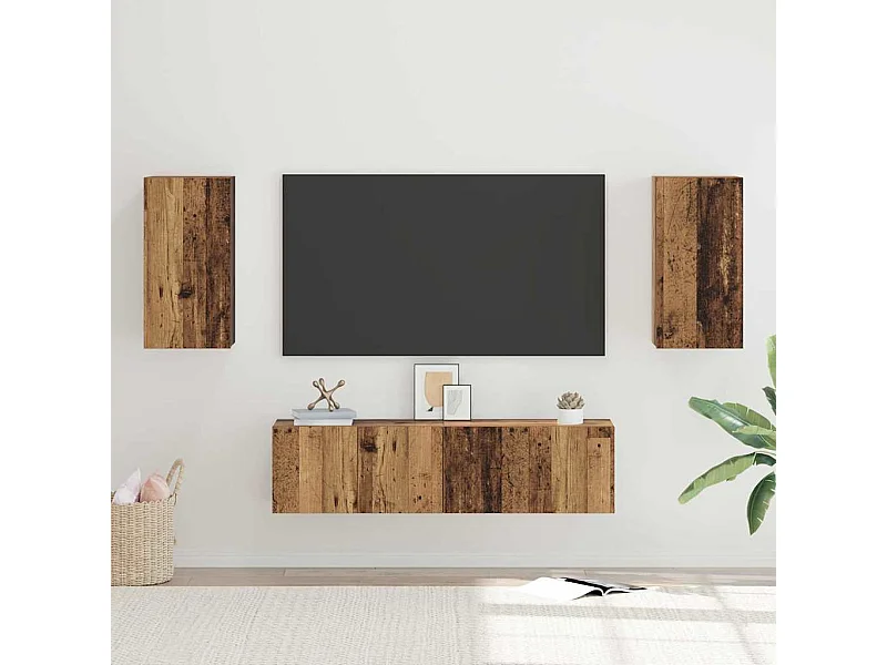 Ensemble meuble TV 4 pièces Bois ancien 30.5 x 30 x 60 cm