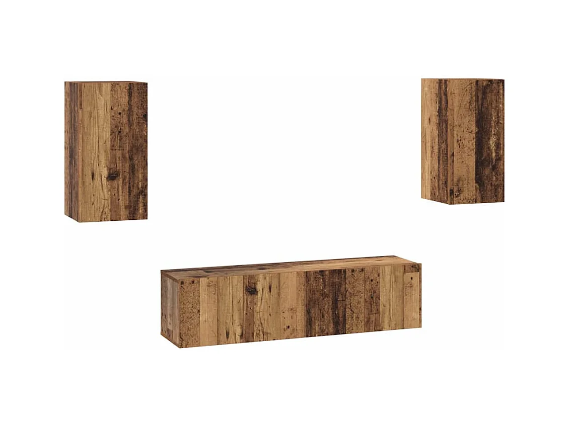 Ensemble meuble TV 4 pièces Bois ancien 30.5 x 30 x 60 cm