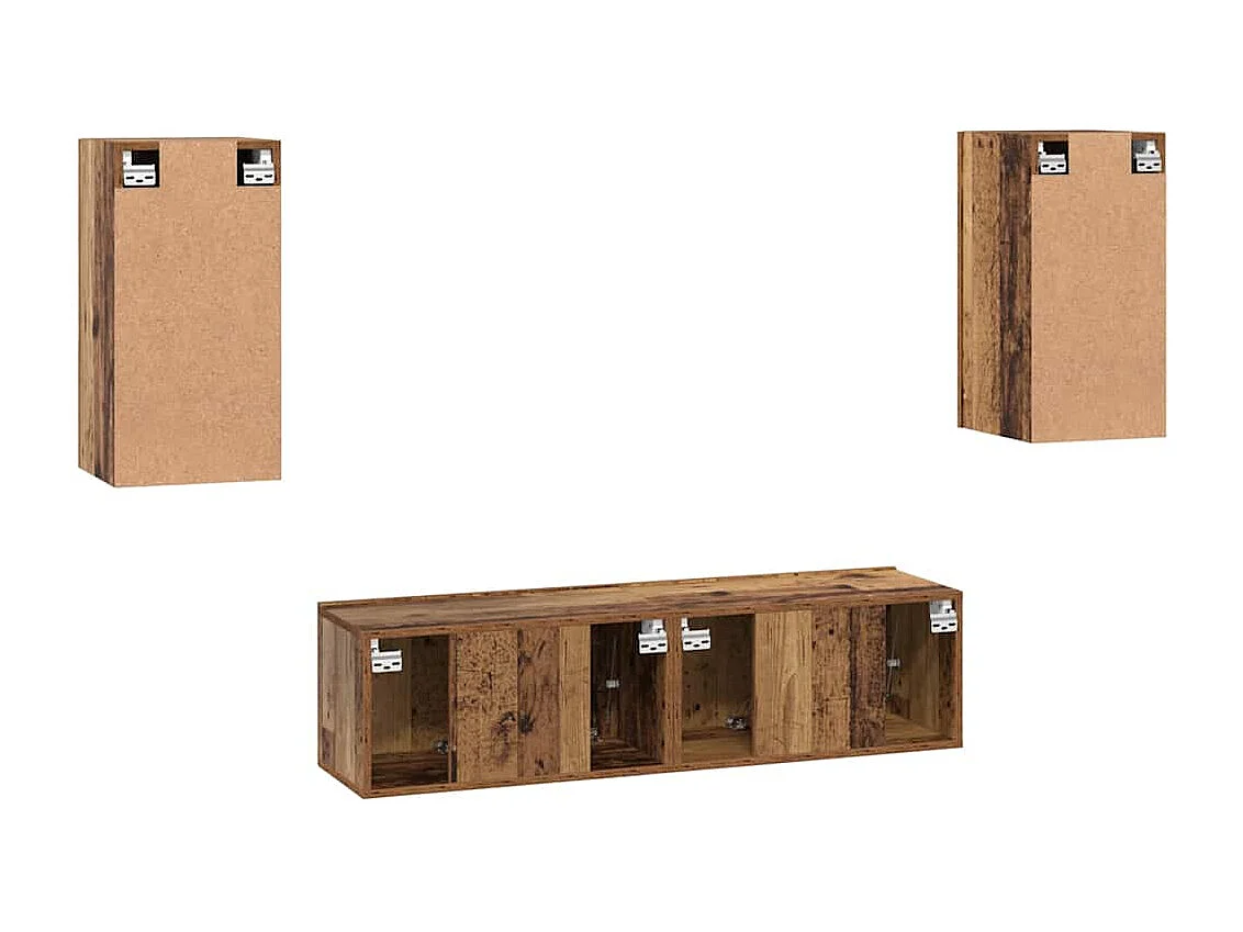 Ensemble meuble TV 4 pièces Bois ancien 30.5 x 30 x 60 cm