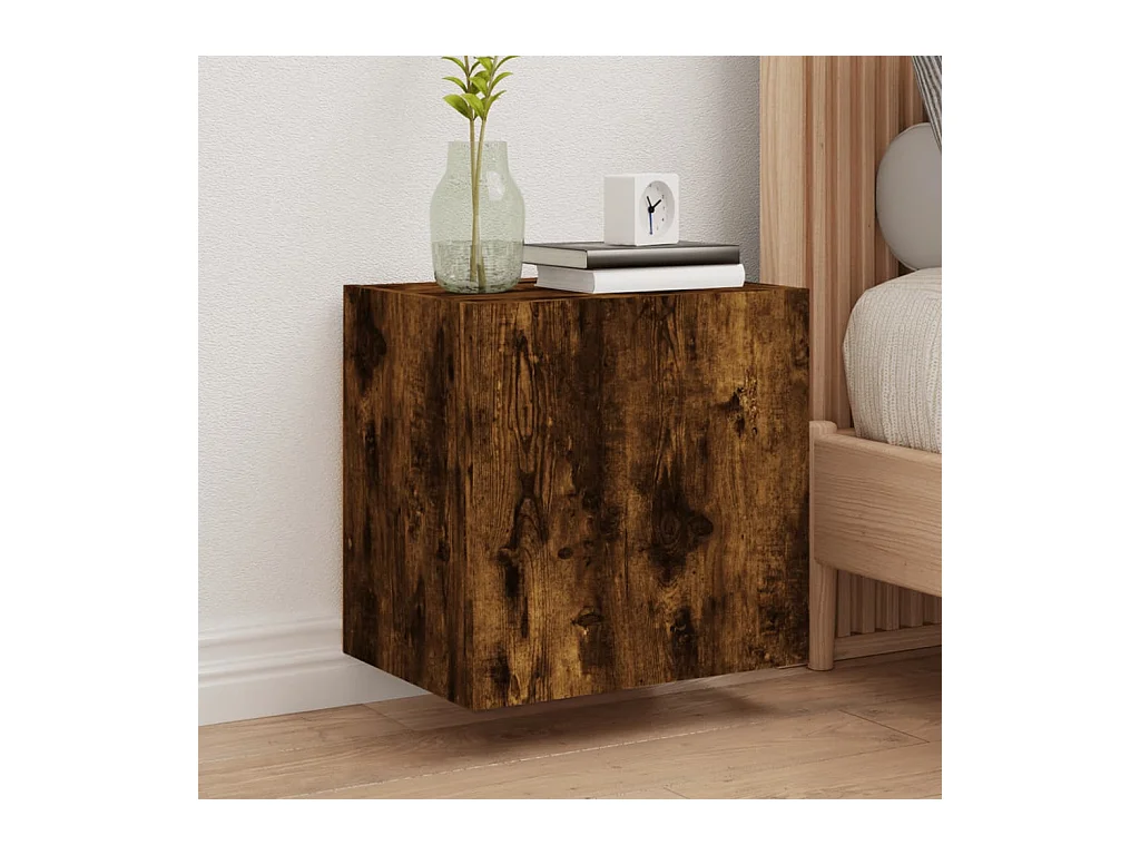Meuble TV mural chêne fumé 40,5x30x40 cm bois d'ingénierie