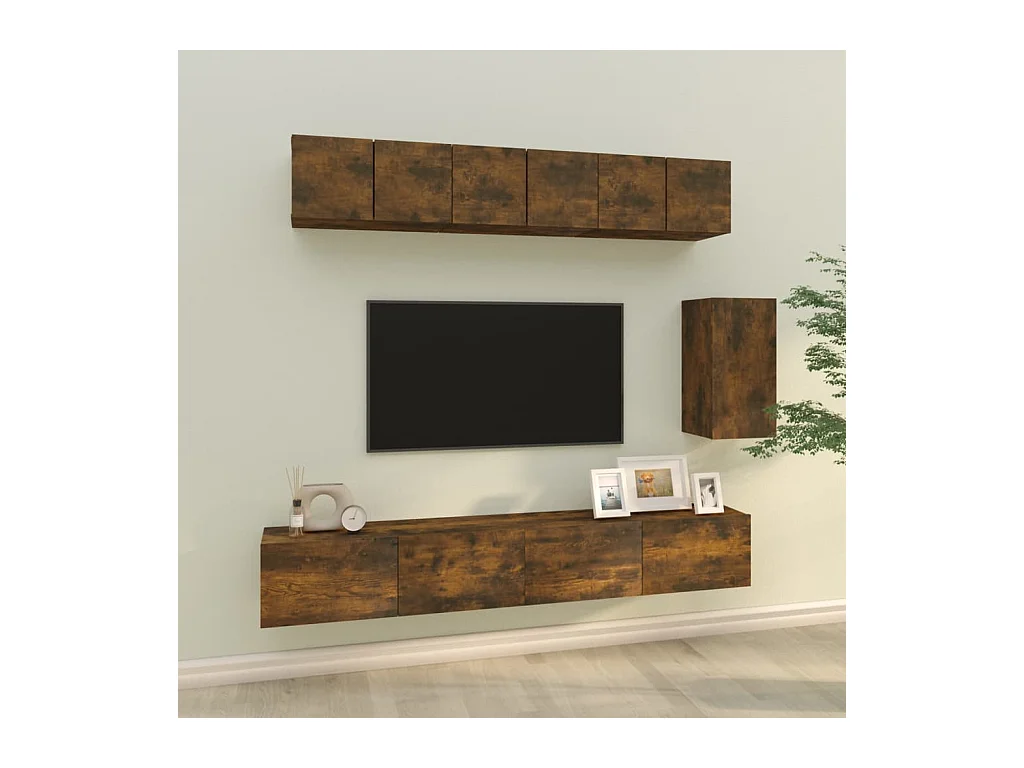 Ensemble de meubles TV 6 pièces Chêne fumé Bois d'ingénierie