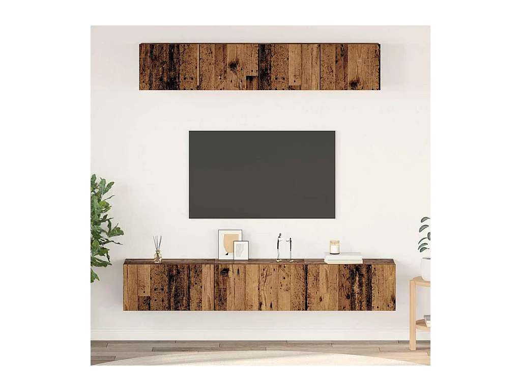 Conjunto de móvel de TV 5 peças Madeira antiga 100 x 30 x 30 cm