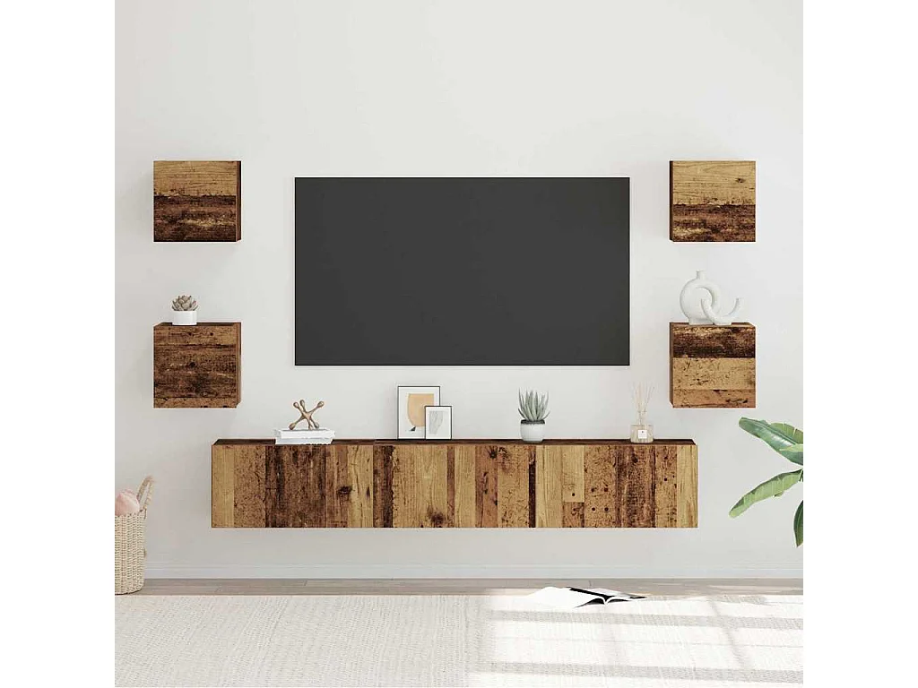 Ensemble meuble TV 7 pièces Bois ancien 60 x 30 x 30 cm