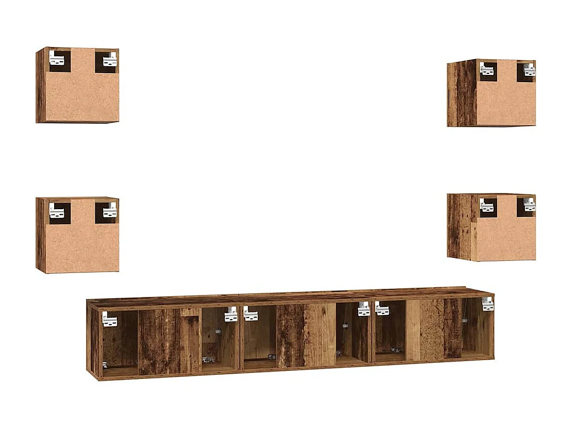 Ensemble meuble TV 7 pièces Bois ancien 60 x 30 x 30 cm