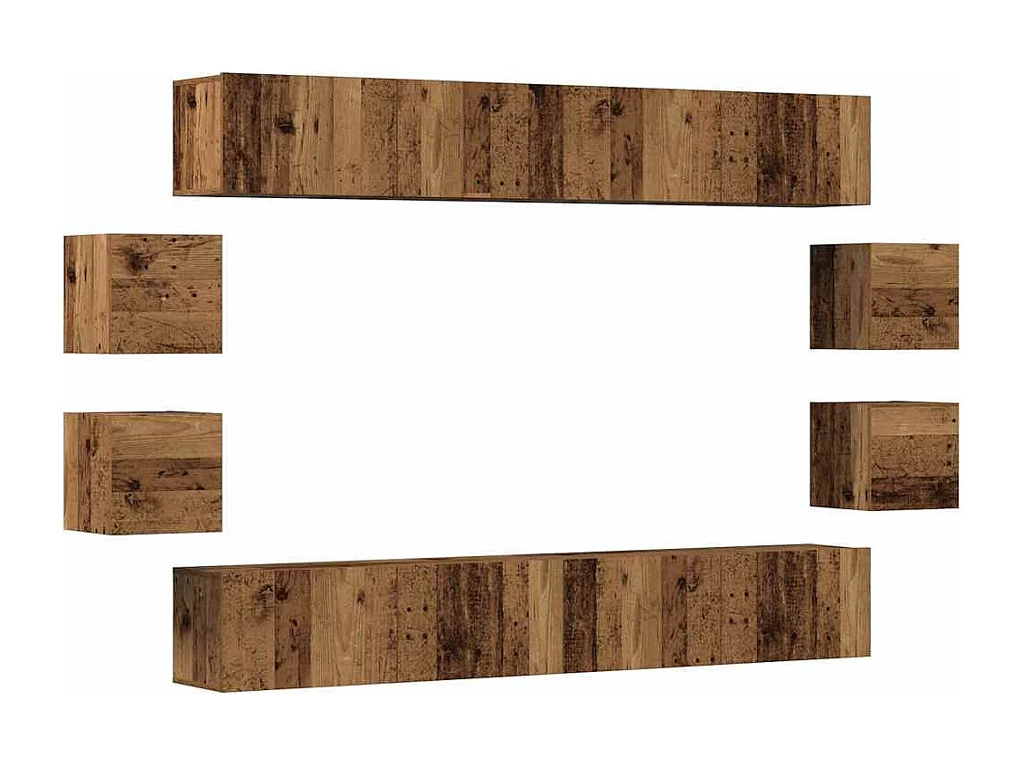 Ensemble de meuble TV mural 8 pièces vieux bois bois d'ingénierie
