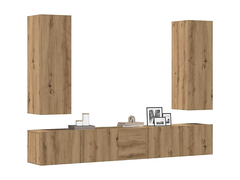 Meubles TV muraux 5 pièces chêne artisanal bois d'ingénierie