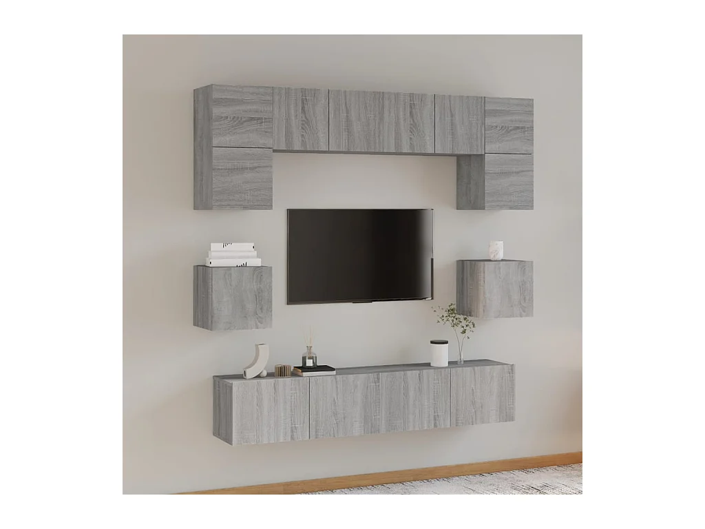 Ensemble de meubles TV 8 pièces Sonoma gris Bois d'ingénierie