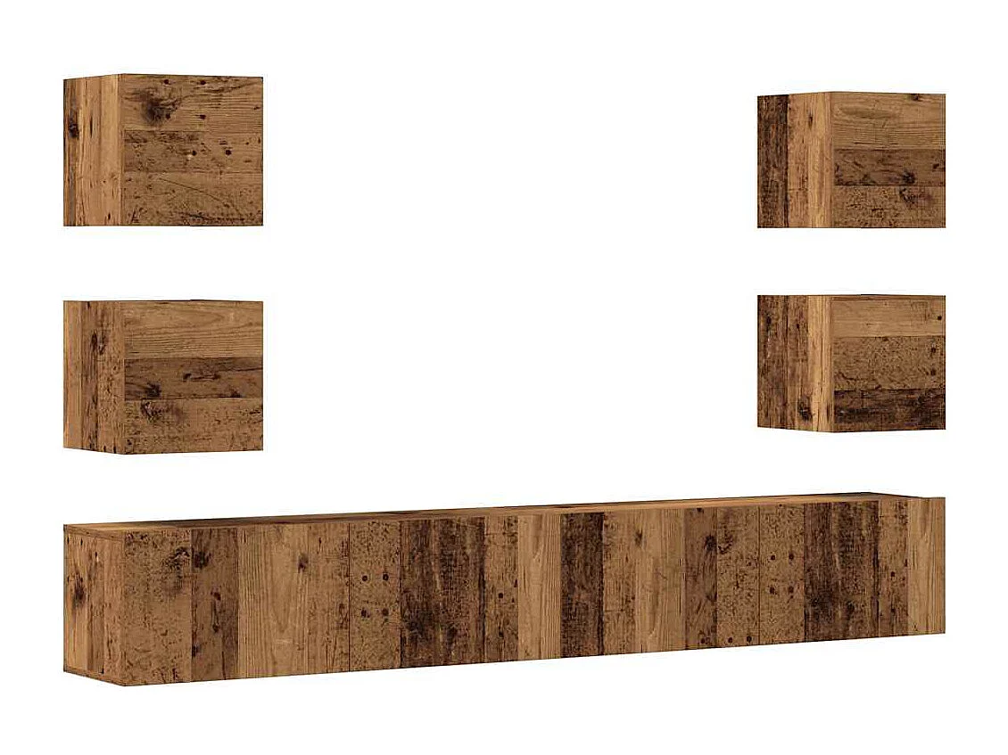 Meubles TV muraux 6 pièces vieux bois bois d'ingénierie