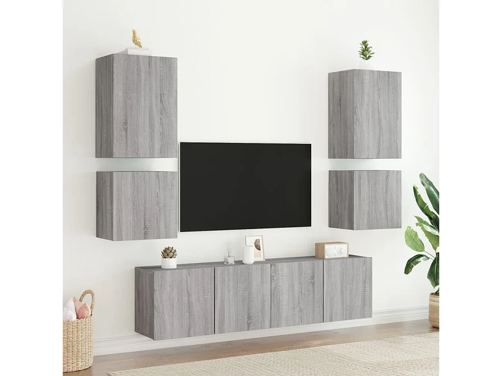 Meubles TV muraux 2pièces sonoma gris 40,5x30x40cm bois ingénierie