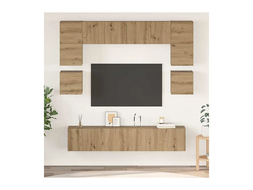 Ensemble meuble TV 8 pièces chêne artisanal 80 x 30 x 30 cm
