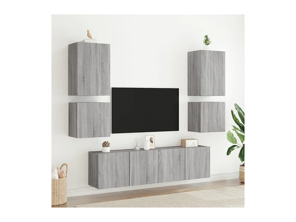 Meuble TV mural sonoma gris 40,5x30x40 cm bois d'ingénierie