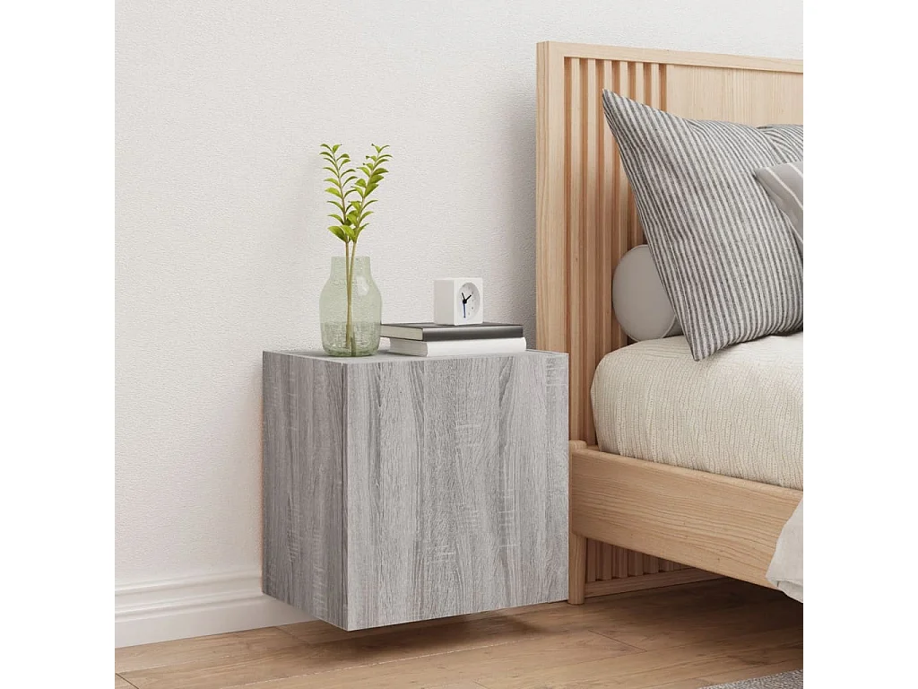 Meuble TV mural sonoma gris 40,5x30x40 cm bois d'ingénierie