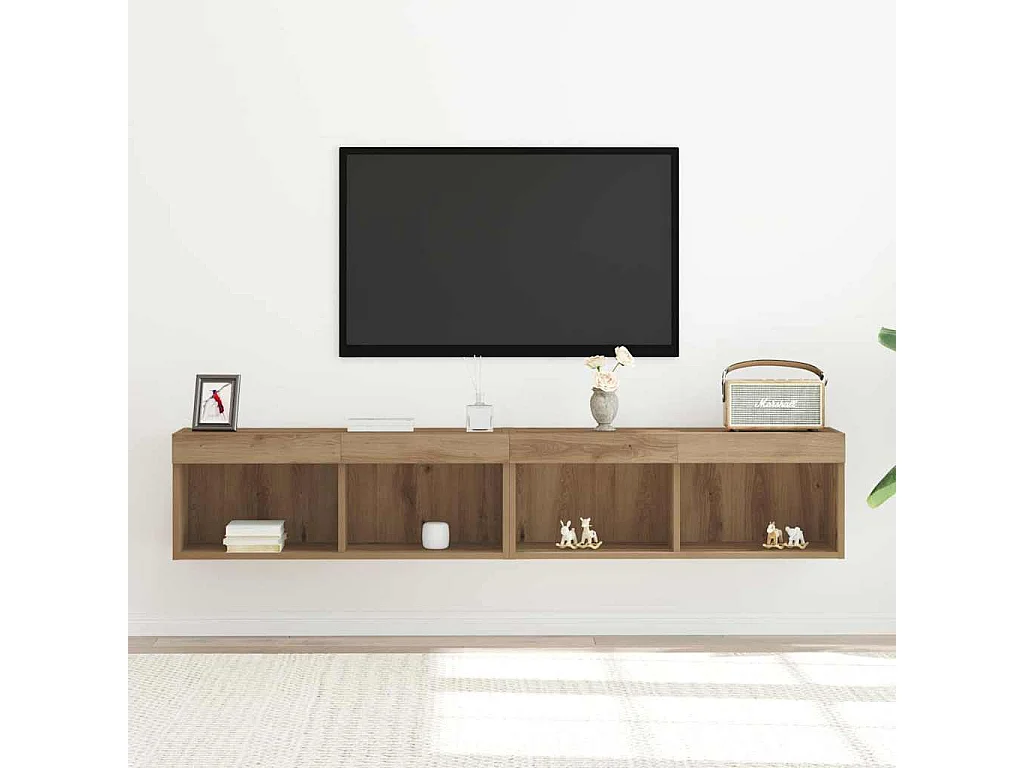 Meuble TV Montage mural 2 pièces Chêne artisanal 80 x 30 x 30 cm