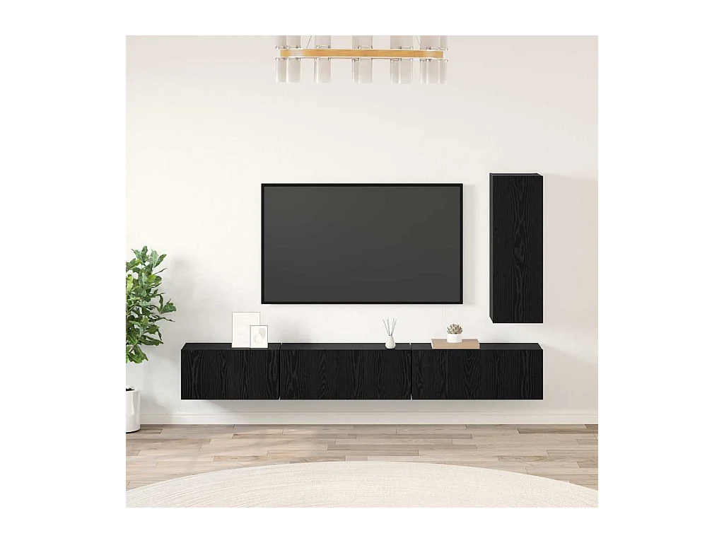 Ensemble meuble TV 4 pièces Chêne noir 30,5 x 30 x 90 cm
